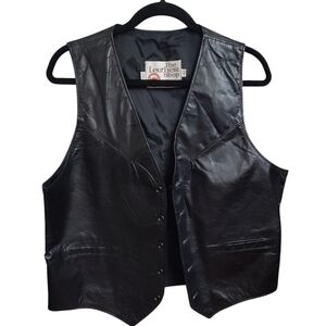 Men's Black REAL Leather Vest - The Leather Shop - Size 42